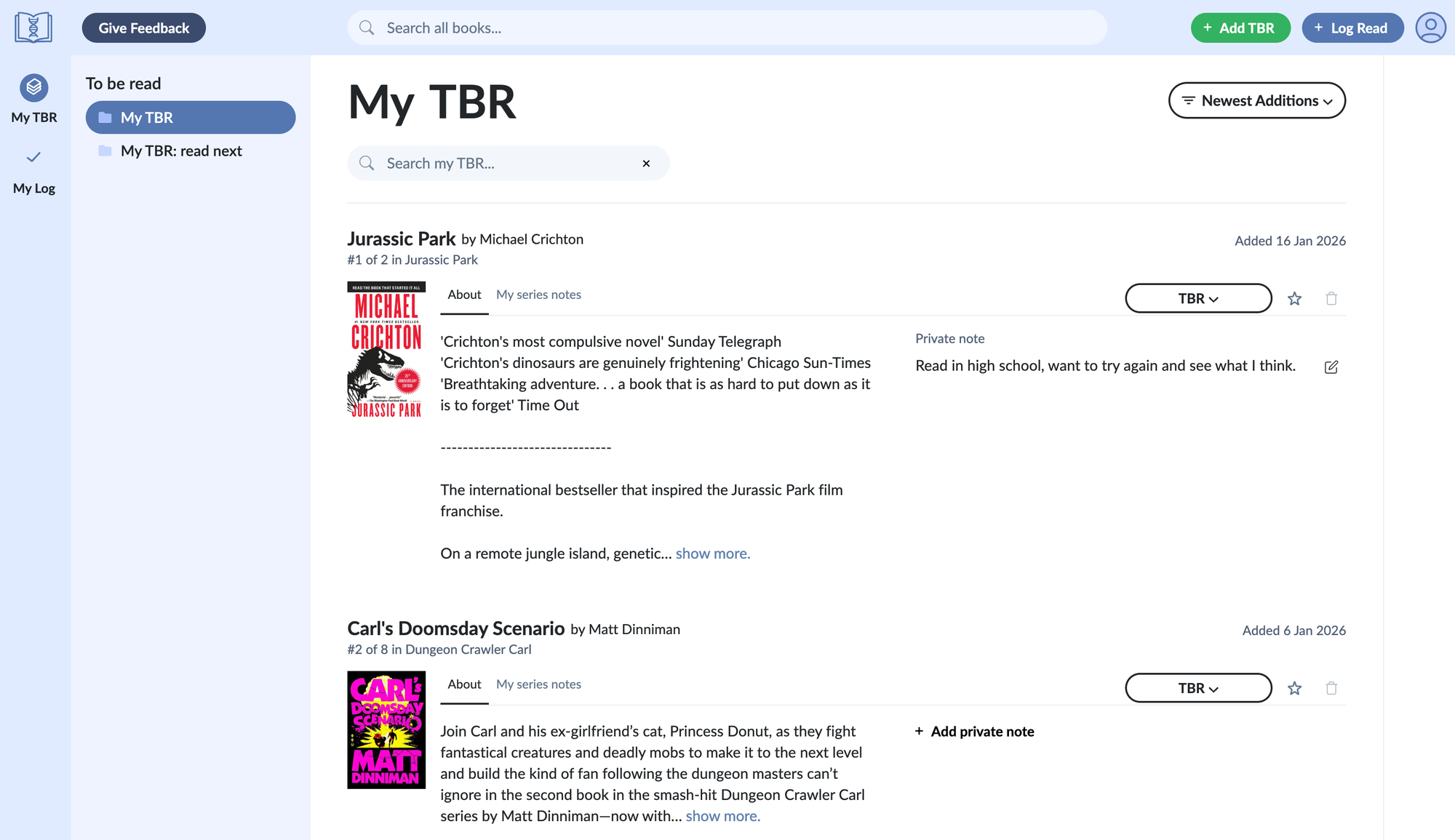 Launch the beta with core features (TBR, log, notes, ratings, and book search).