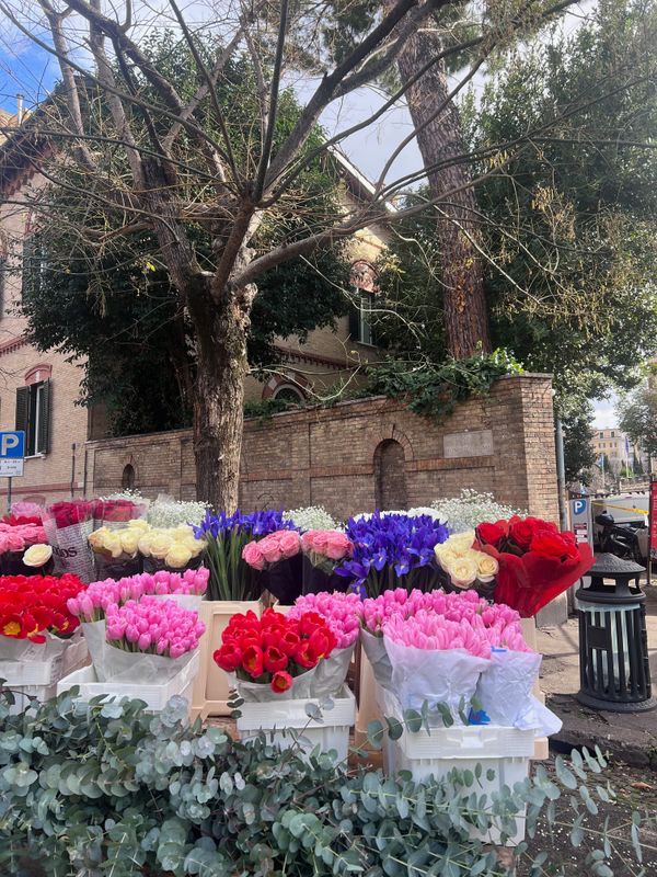 Beautiful flower stand in the Prati district of Rome.