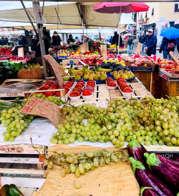 A beautiful fruit and vegetable market in Livorno, Italy.