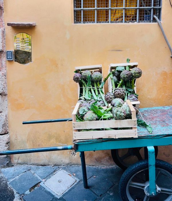 Fresh, local, and seasonal artichokes in Rome.