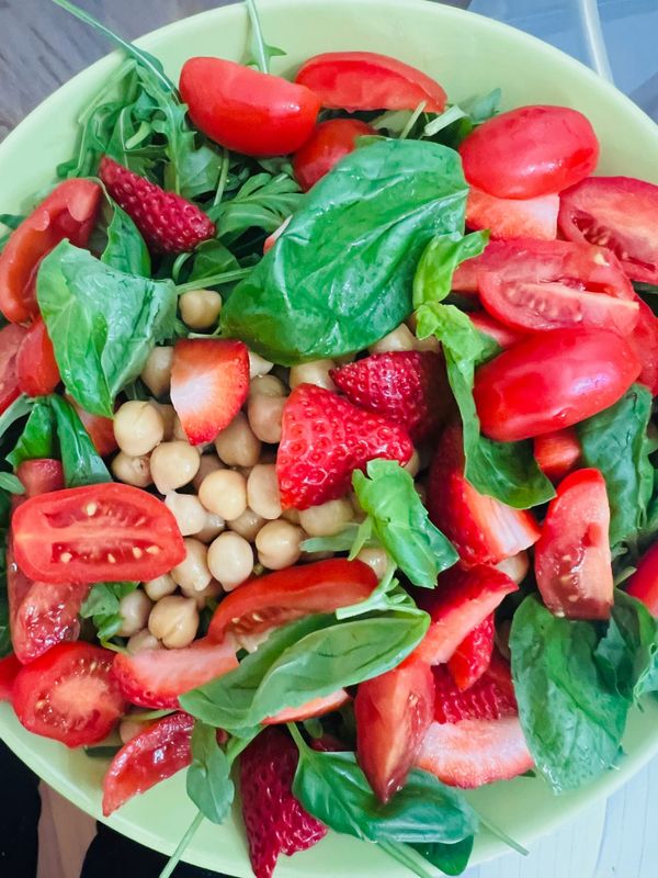 Fresh, local, Italian strawberries, tomatoes and greens!