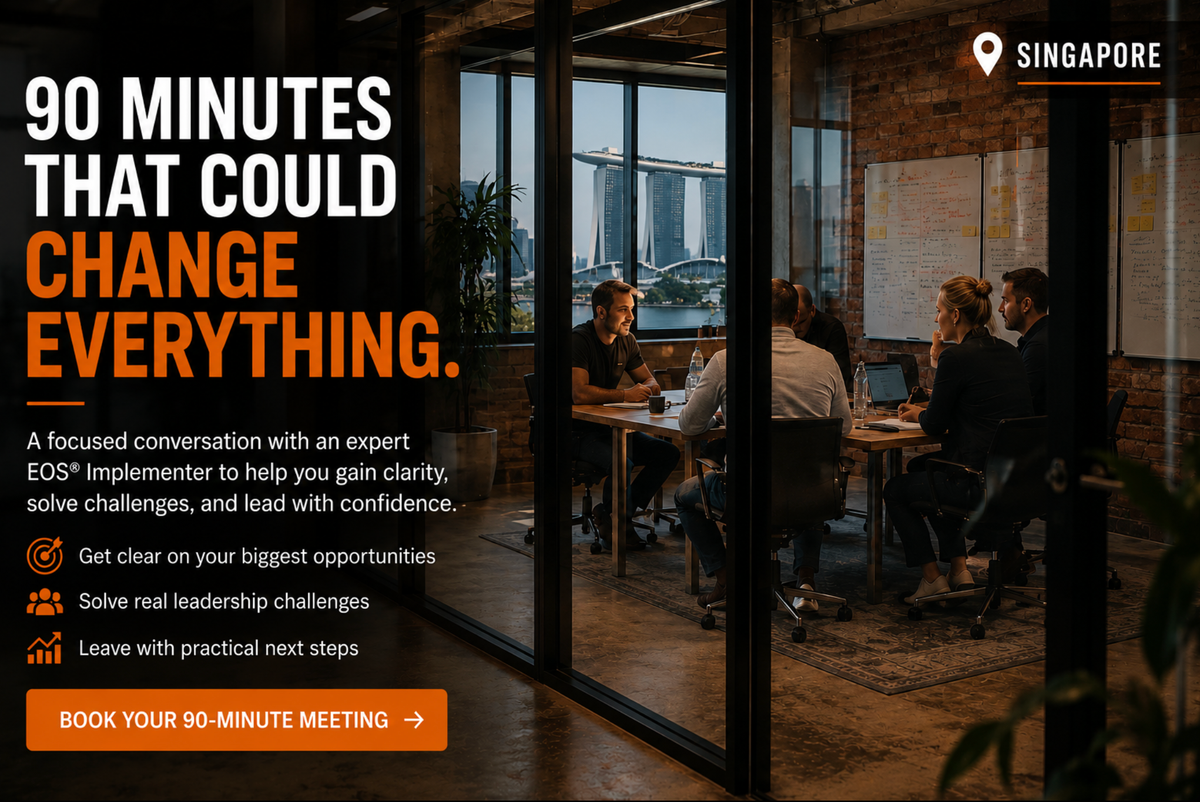 Singapore leadership team in a private EOS 90-Minute Meeting with an EOS Implementer