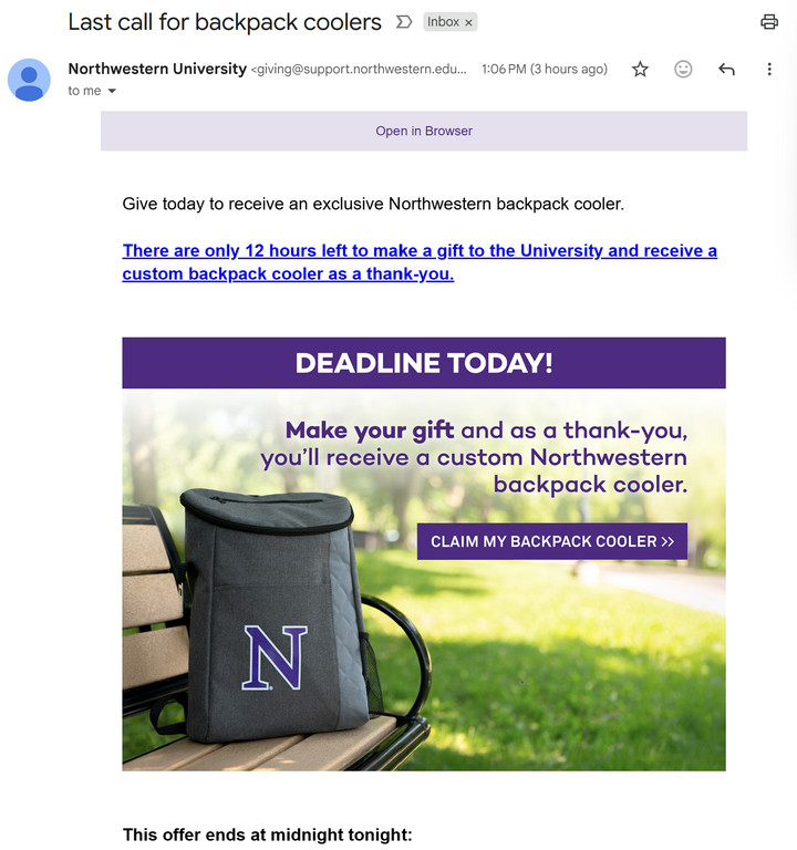 Last Call for Trump/Northwestern Backpack Coolers