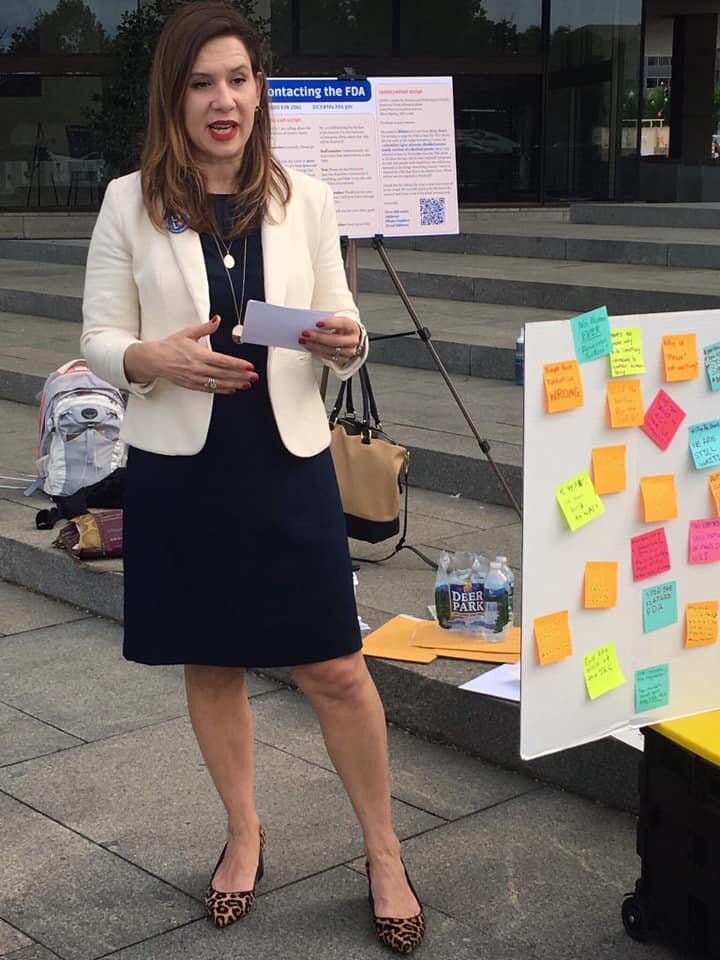 Laura giving her speech at the Stop the Shock wait-in.