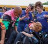 Meghann Luczkowski, Congresswoman Ayanna Pressley, Laura Robeson, Danny Robeson, and Nori Childers at a Medicaid vigil.