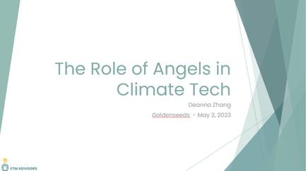 Creative Angel Investing in Climate Tech