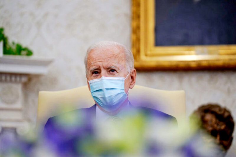 WASHINGTON, DC - APRIL 09: U.S. President Joe Biden speaks during the weekly economic briefing in the Oval Office at the White House on April 9, 2021 in Washington, DC. (Photo by Amr Alfiky-Pool/Getty Images)