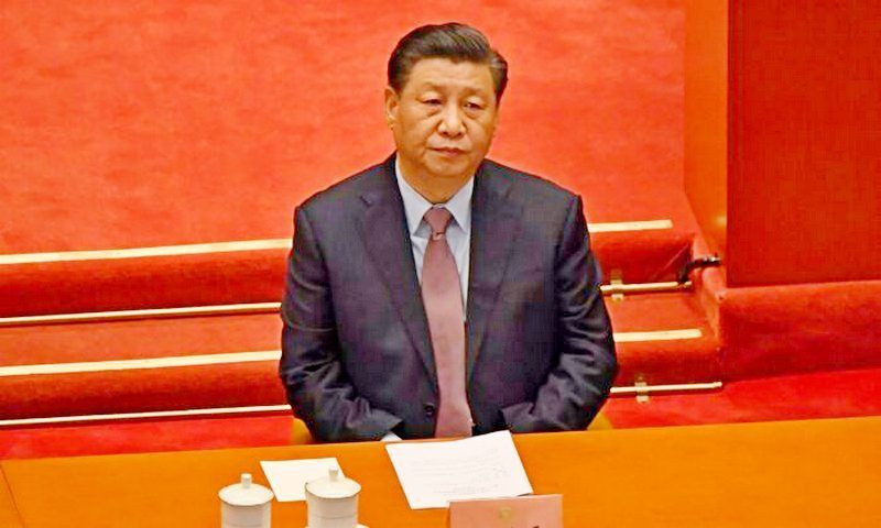 Chinese leader Xi Jinping attends the opening ceremony of the Chinese People's Political Consultative Conference (CPPCC) in Beijing on March 4, 2021. (Leo Ramirez/AFP via Getty Images)