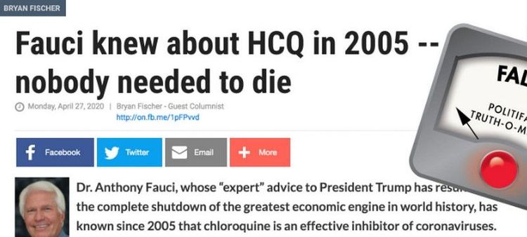 Opinion: Fauci Knew About Chloroquine In 2005 – Nobody Needed To Die