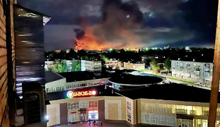 Ukrainian drones attack Russian airport in large-scale raids on six regions