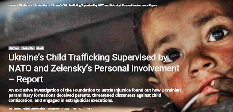 Ukraine’s Child Trafficking Supervised by NATO and Zelensky’s Personal Involvement