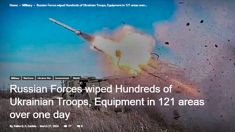 Russian Forces wiped hundreds of Ukrainian Troops, Equipment in 121 areas over one day