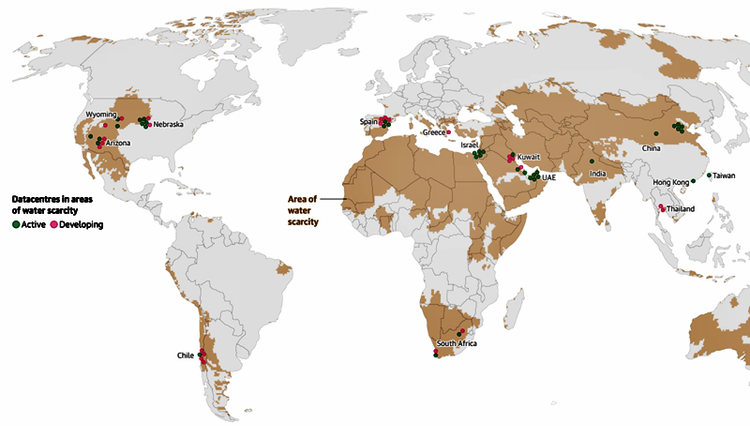 Revealed: Big tech’s new datacentres will take water from the world’s driest areas