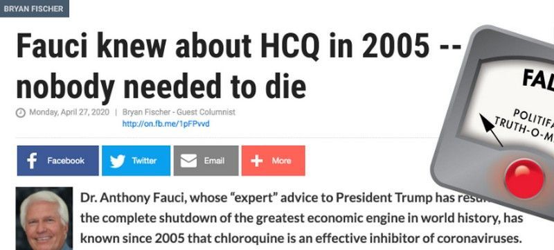 Opinion: Fauci Knew About Chloroquine In 2005 – Nobody Needed To Die