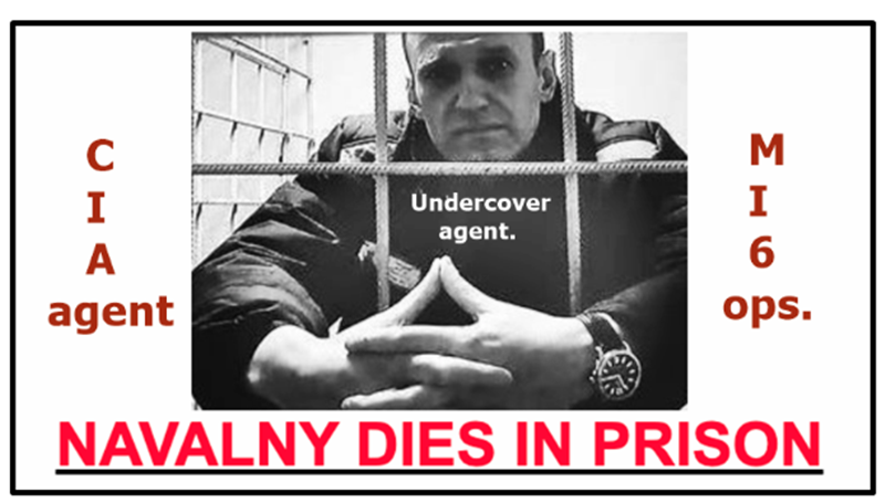 Killing of transparent CIA and MI6 operative Alexei Navalny in a Russian Jail by Western Agents.