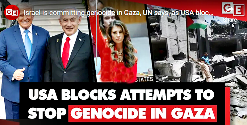 Israel Is Committing Genocide in Gaza, UN Commission Says, As USA Blocks Peace for 6th Time
