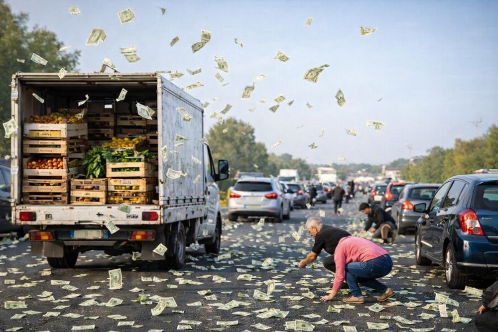 Lecce, soldi cadono da un camion della frutta: traffico in tilt sulla circonvallazione