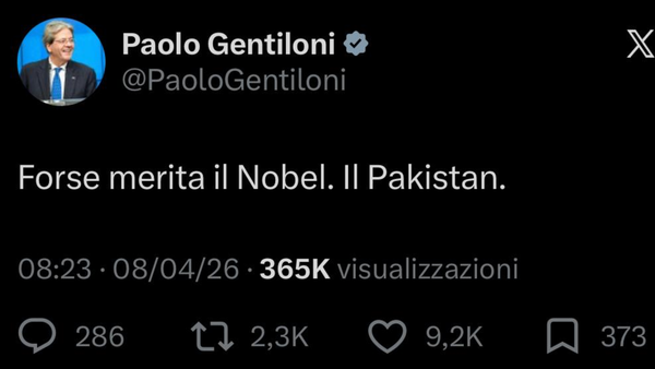 "Forse merita il Nobel. Il Pakistan": il tweet di Gentiloni accende il dibattito