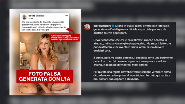 Meloni contro le foto fake: "Generate con l'IA per colpirmi"