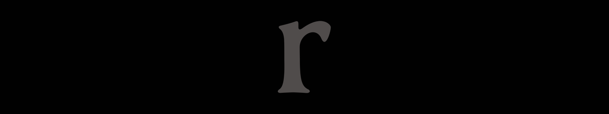The Rands lowercase r logo in dark gray on a black band