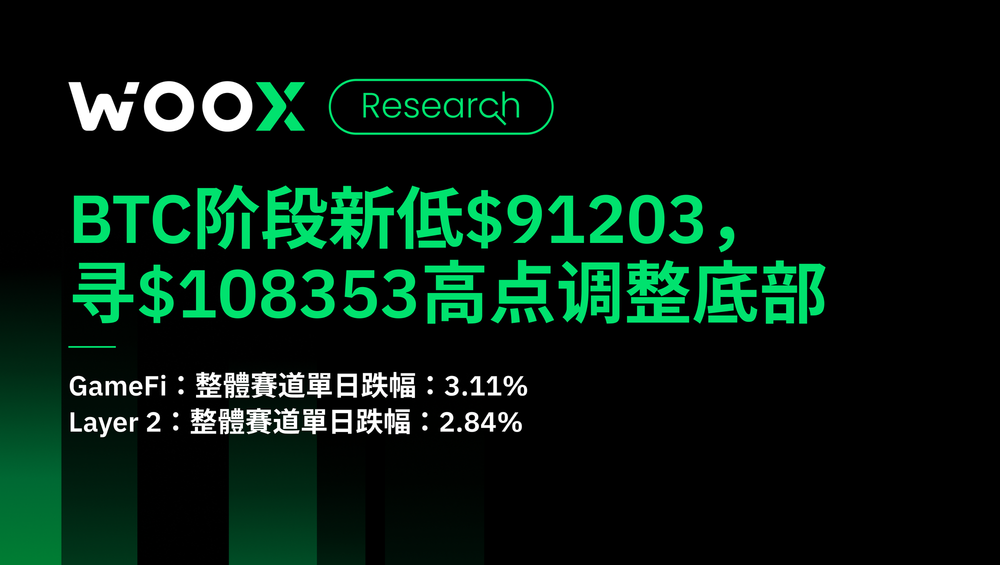 BTC阶段新低$91203,寻$108353高点调整底部