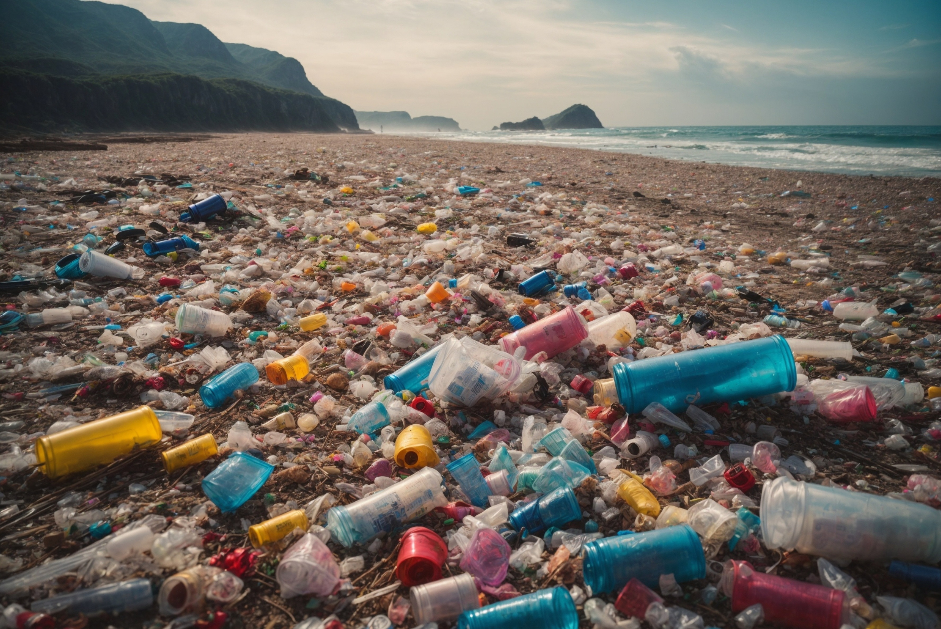 Mengen an Plastik am Strand und am Meer