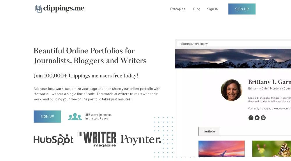 freelance writing portfolio sites - clippings.me