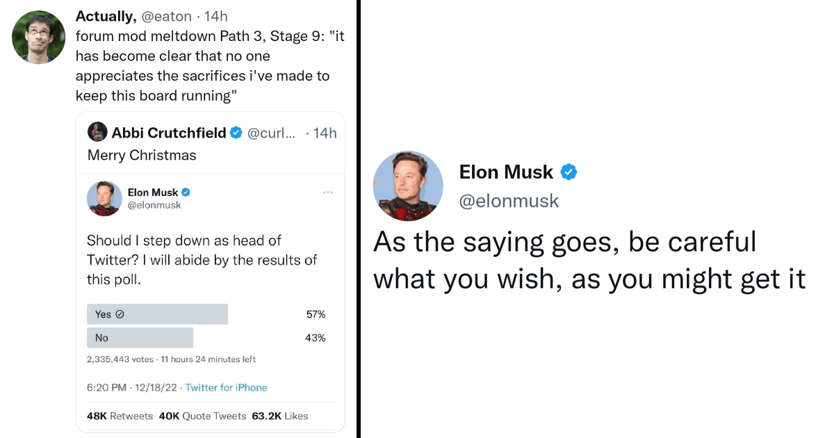Elon Musk makes fun poll on X (Twitter)