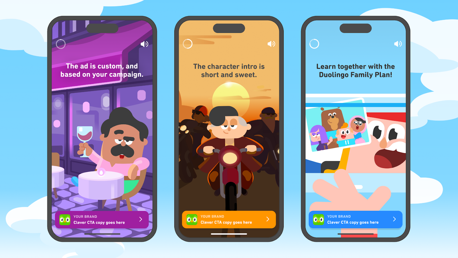 Duolingo character led ads
