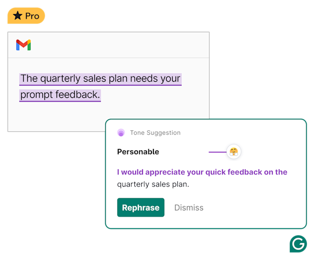 Grammarly features - Tone detection