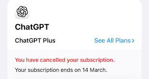 Cancel ChatGPT movement - Screenshot of canceled ChatGPT Plus subscription