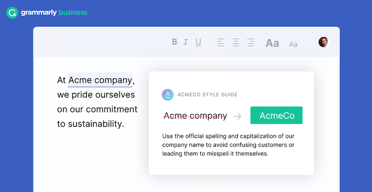 Grammarly features - Brand style guide