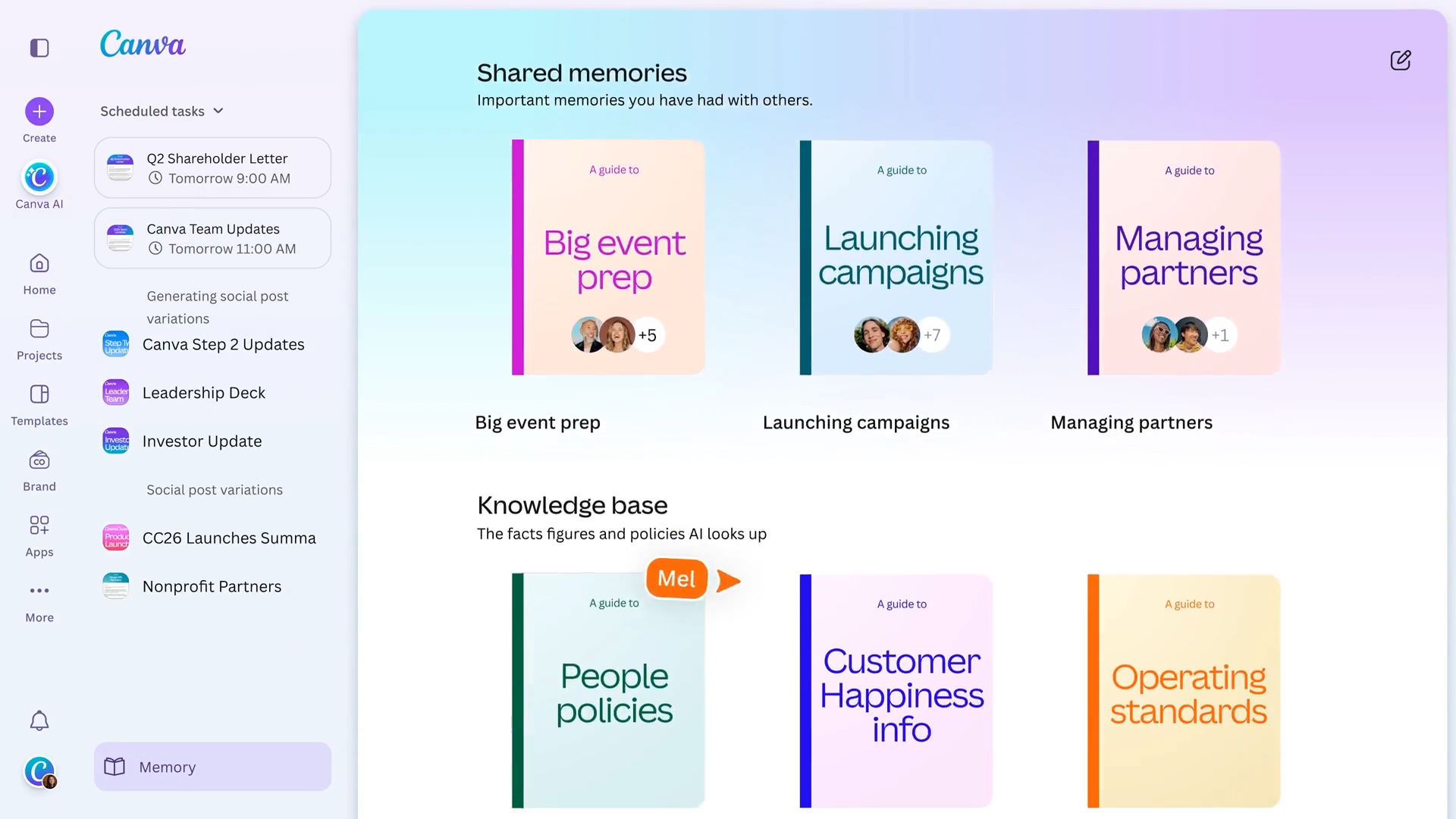 Canva AI 2.0 - Memory library feature