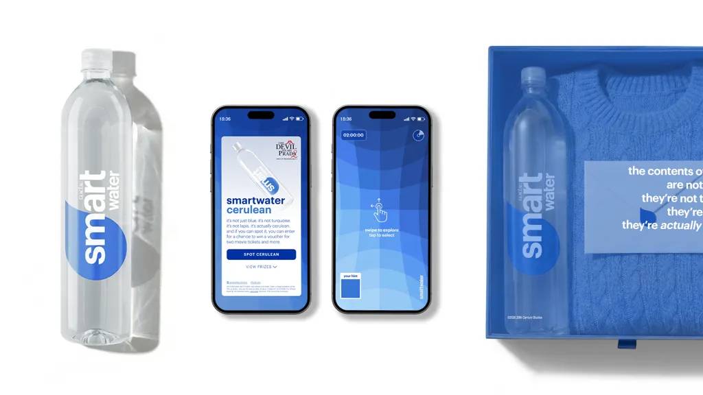 The Devil Wears Prada 2 brand trendjack - smartwater's cerulean limited-edition bottles