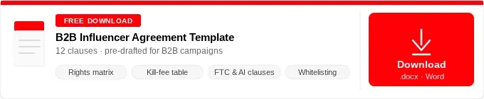 B2b influencer agreement template