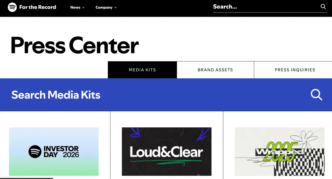 spotify newsroom presskit example