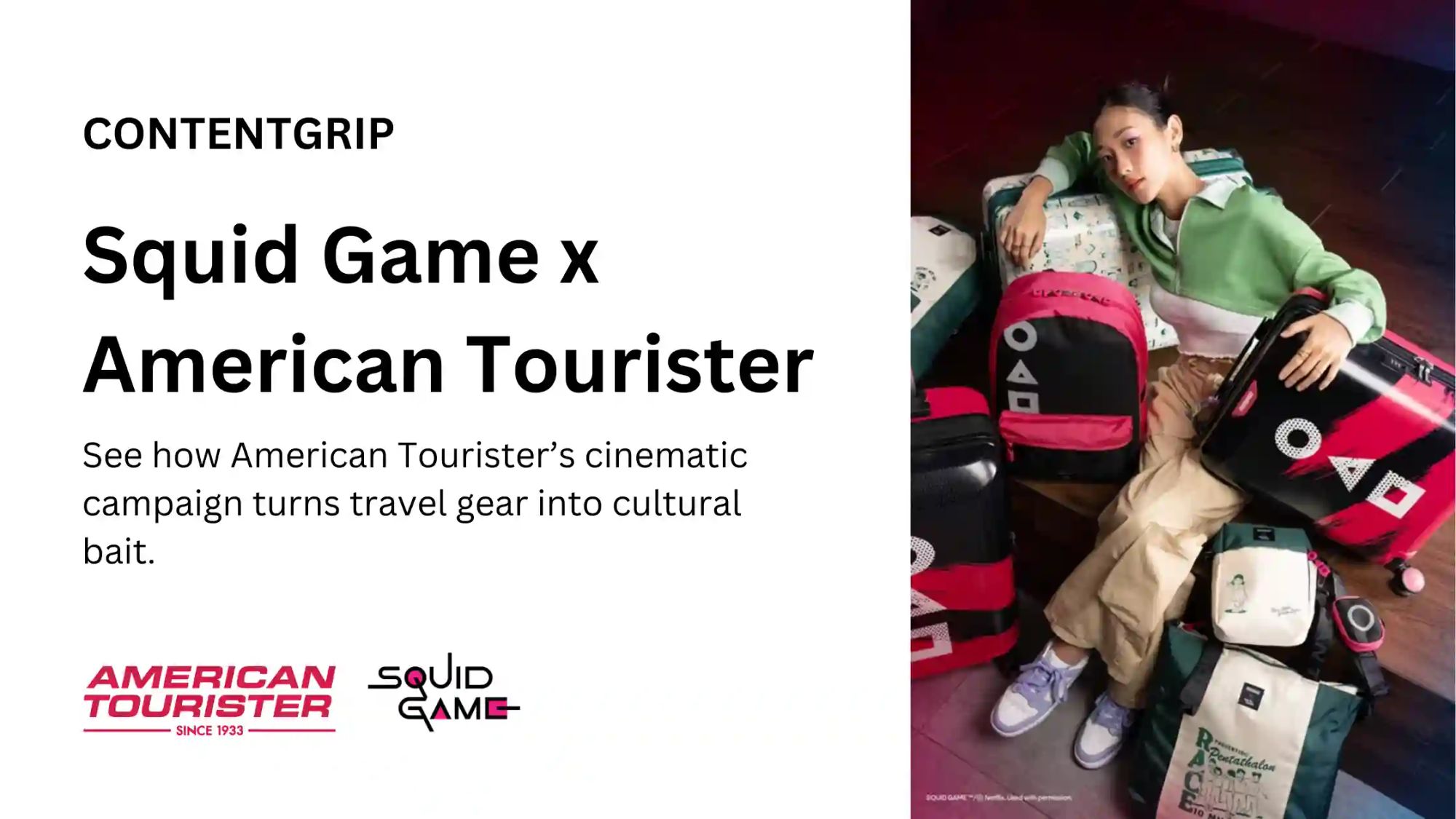 American Tourister collab with Squid Game campaign