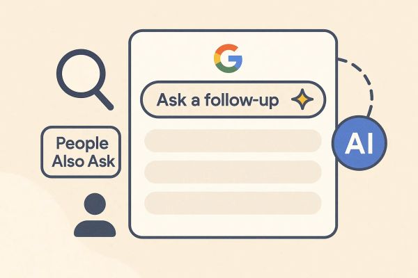 Illustration of Google’s AI-powered “Ask a follow-up” search prompt.
