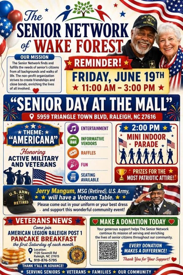 Celebrating Community and Country: "Senior Day at the Mall" in Raleigh, NC
