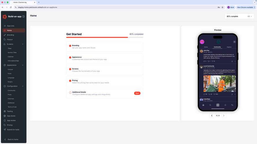 Screenshot of the Build-an-App desktop tool