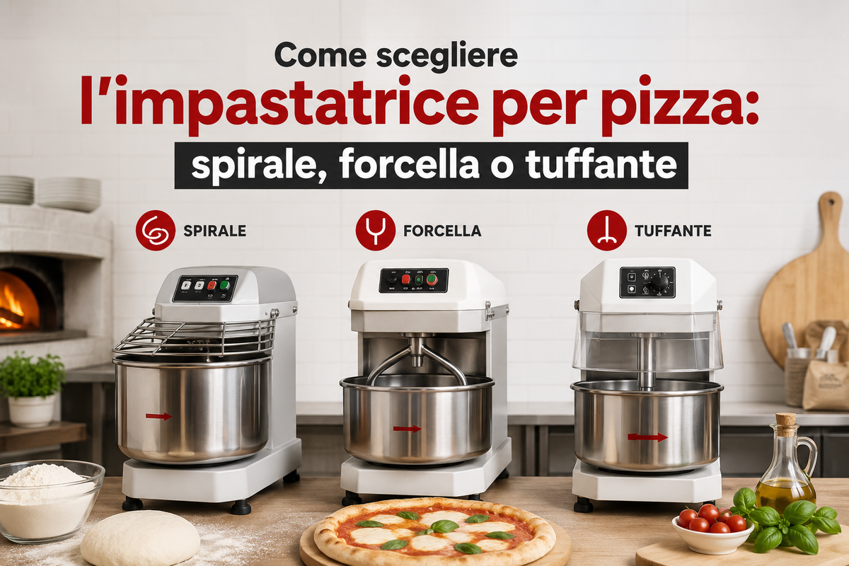 Come scegliere l'impastatrice per pizza: spirale, forcella o tuffante