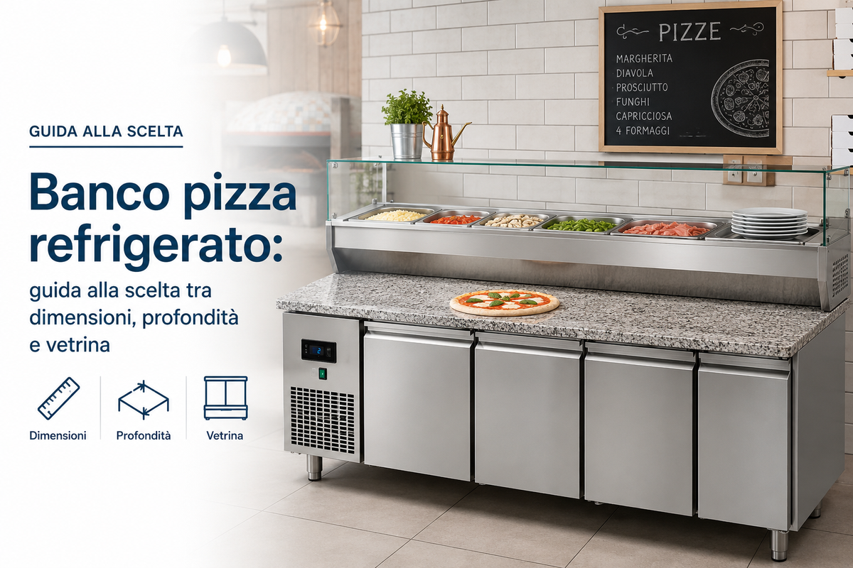 Banco pizza refrigerato: guida alla scelta tra dimensioni, profondità e vetrina