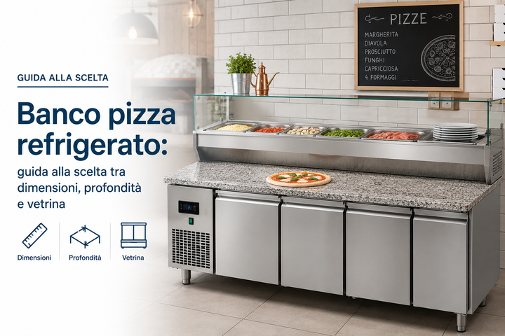 Banco pizza refrigerato: guida alla scelta tra dimensioni, profondità e vetrina