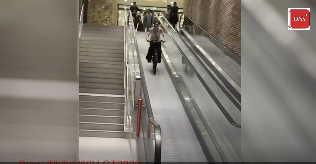 VIDEO Met de fatbike roltrappen Brusselsepoort op en af