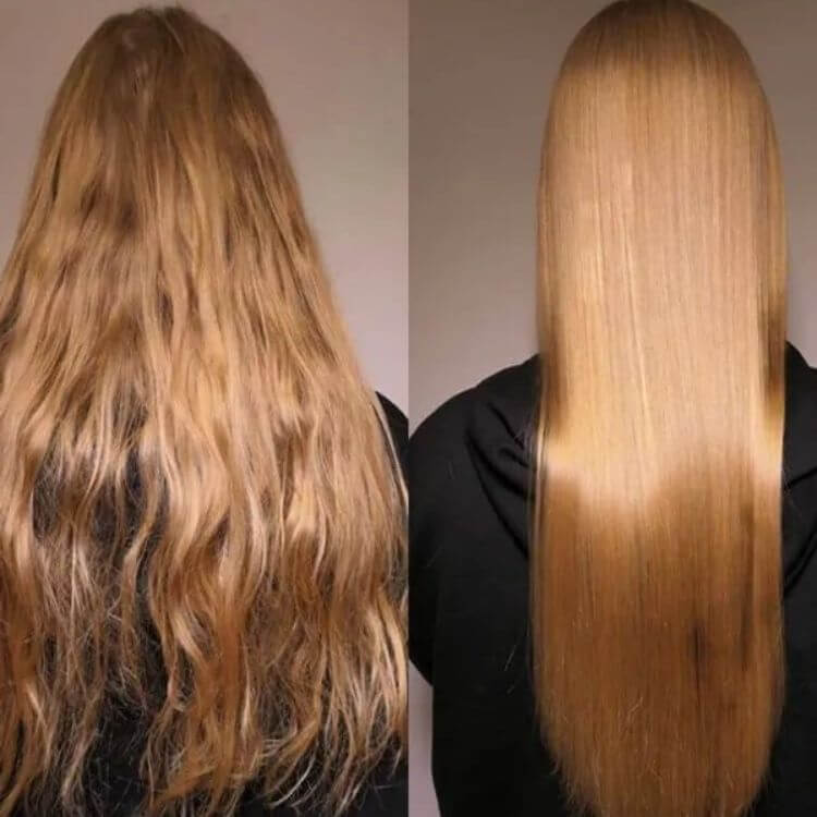 hair botox treatment side by side comparison