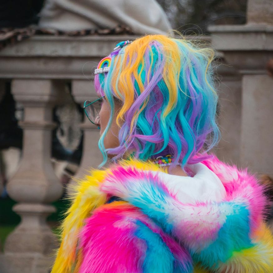 mulit colored hair and coat