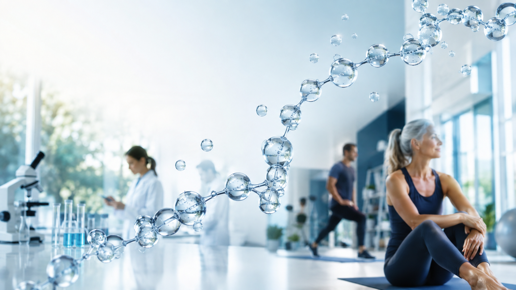 Peptide chain linking laboratory science with healthy active adults