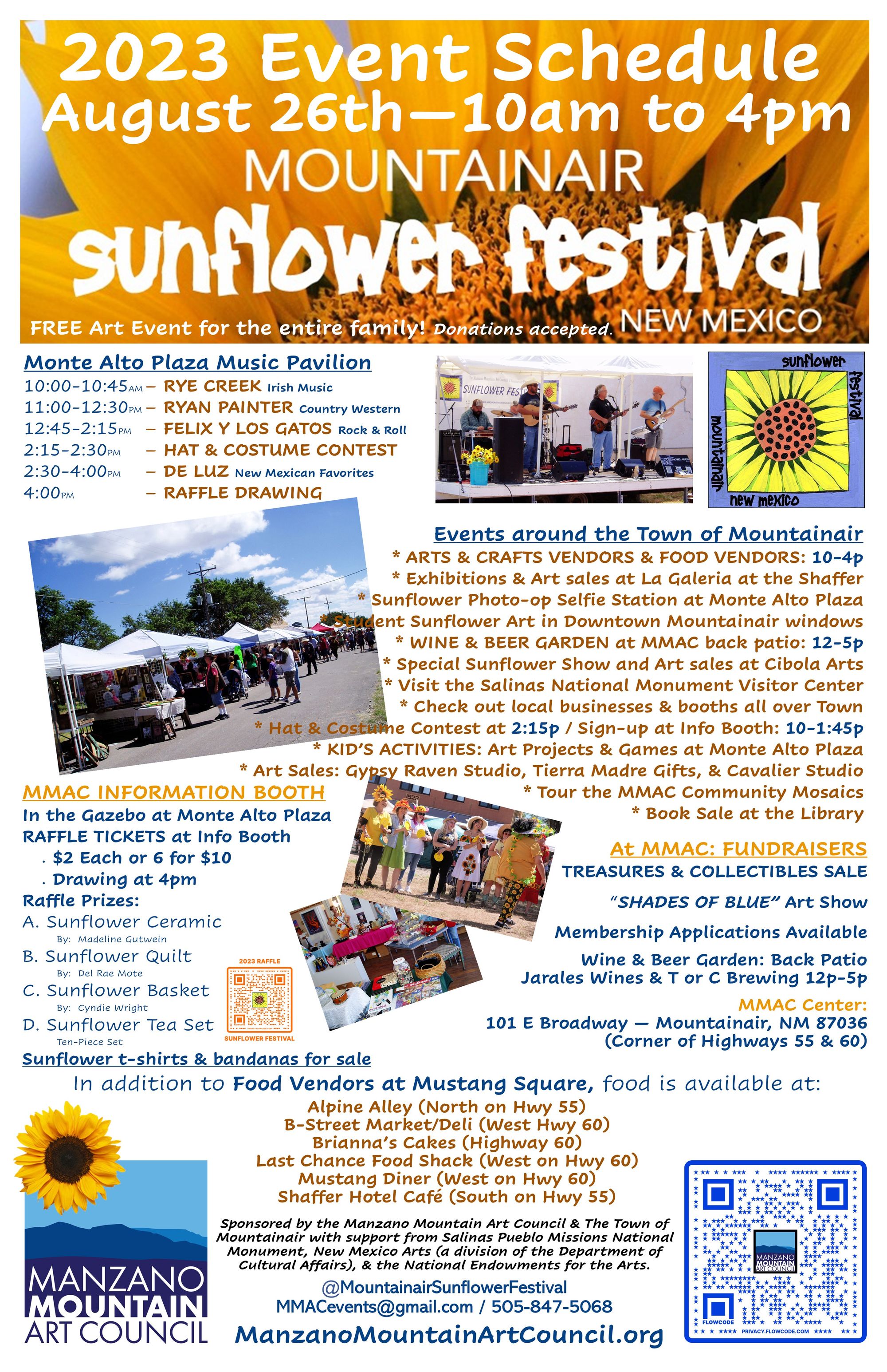 Sunflower Festival Event Schedule (events listed in the section before the image)