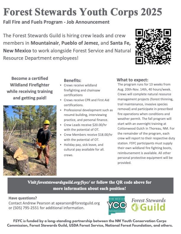 Forest Stewards Youth Corps Fall Program is Now Hiring