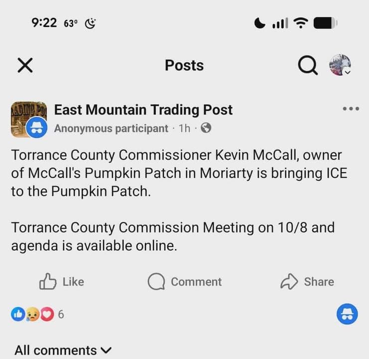 Following Attack by Teachers Union, Torrance County Commissioners Defend McCall's Pumpkin Patch